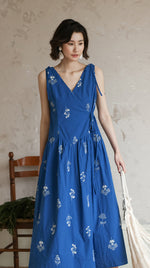 Load image into Gallery viewer, Floral Wrap Maxi Dress in Blue