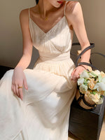 Load image into Gallery viewer, Cami Wrap Pocket Maxi Dress in Cream