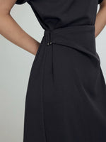 Load image into Gallery viewer, Gathered Asymmetric Dress in Grey