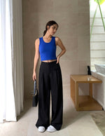 Load image into Gallery viewer, Slit Pocket Wide Leg Tailored Trousers in Black