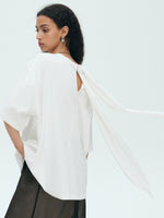 Load image into Gallery viewer, Oversized Back Tie Tee in White