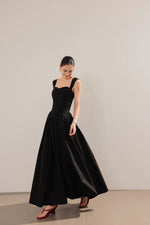 Load image into Gallery viewer, Sweetheart Bustier Flare Maxi Dress in Black