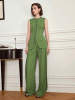Load image into Gallery viewer, Multi Button Long Vest Top in Green
