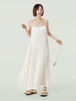 Load image into Gallery viewer, Pleated Twist Cami Maxi Dress in White