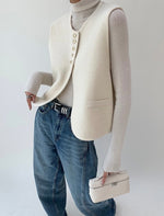 Load image into Gallery viewer, Knitted Sleeveless Vest in Cream
