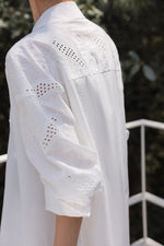 Load image into Gallery viewer, Cotton Floral Laser Cut Shirt in White