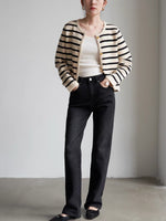 Load image into Gallery viewer, Wool Blend Striped Cardigan in Cream