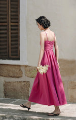 Load image into Gallery viewer, Rusching Cami Maxi Dress in Pink