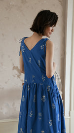 Load image into Gallery viewer, Floral Wrap Maxi Dress in Blue
