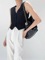 Load image into Gallery viewer, Relaxed Sleeveless Vest Top in Black