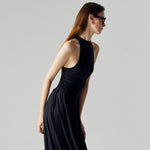 Load image into Gallery viewer, Celine Drape Stretch Maxi Dress in Black