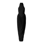 Load image into Gallery viewer, Celine Drape Stretch Maxi Dress in Black