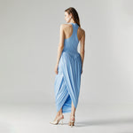 Load image into Gallery viewer, Celine Drape Stretch Maxi Dress in Blue