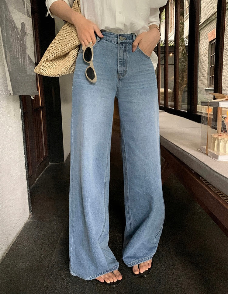 Relaxed Wide Straight Leg Heart Jeans in Blue
