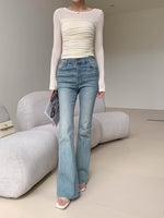 Load image into Gallery viewer, Tencel Blend Gathered Top in Cream