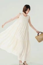 Load image into Gallery viewer, Tiered Tank Tent Dress in Cream