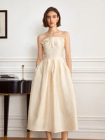 Load image into Gallery viewer, Textured Bustier A-Line Dress in Yellow