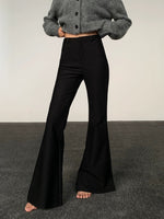 Load image into Gallery viewer, Trumpet Flare Stretch Trousers in Black