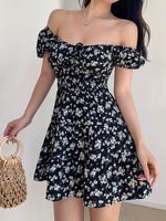 Load image into Gallery viewer, Chion 2-Way Floral Mini Dress in Black