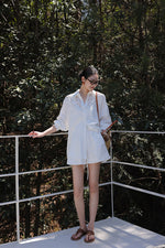 Load image into Gallery viewer, Tencel Blend Floral Lace Shirt // Shorts Set in White