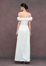 Load image into Gallery viewer, Tori Off Shoulder Bubble Maxi Dress in White