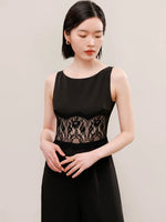 Load image into Gallery viewer, Lace Cutout Pocket Maxi Jumpsuit in Black