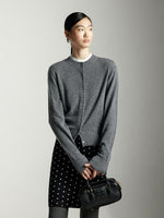 Load image into Gallery viewer, Classic Wool Blend Round Neck Cardigan in Grey
