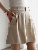 Load image into Gallery viewer, Tailored Long Shorts in Beige