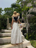 Load image into Gallery viewer, Laser Cut Floral Slit Dress in White