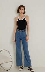 Load image into Gallery viewer, Contrast Edge Stretch Tank Top in Black