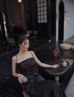 Load image into Gallery viewer, Cross Tie Back Maxi Dress in Black