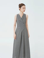 Load image into Gallery viewer, Checked Wrap Maxi Dress in Black/White