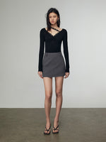 Load image into Gallery viewer, Tencel Blend Asymmetric Lace Trim Top in Black