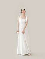 Load image into Gallery viewer, Long Shoulder Bow Gown in White