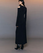 Load image into Gallery viewer, Asymmetric Cutout Maxi Dress in Black