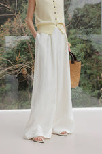 Load image into Gallery viewer, Sleeveless Collar Top // Wide Leg Trousers in White