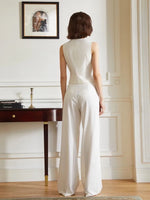 Load image into Gallery viewer, Sleeveless Contrast Button Vest in Cream