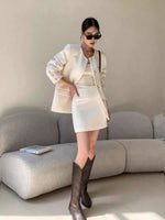 Load image into Gallery viewer, Mini Tweed Skirt in Cream