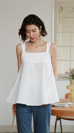 Load image into Gallery viewer, Flare Pleat Babydoll Top in White