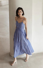Load image into Gallery viewer, Textured Ruffle Cami Dress in Blue