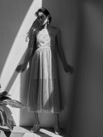 Load image into Gallery viewer, Tulle Ribbon Tie Midi Dress in Grey