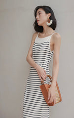 Load image into Gallery viewer, Striped Camisole Stretch Dress in White
