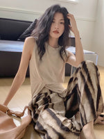 Load image into Gallery viewer, Sleeveless Drape Shirring Top in Beige