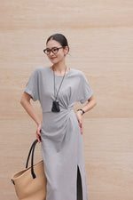 Load image into Gallery viewer, Twist Slit Maxi Dress in Grey