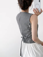 Load image into Gallery viewer, Checked Tailored Vest in Black/White