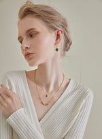 Load image into Gallery viewer, Emerald Drop Cluster Hoop Earrings