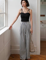 Load image into Gallery viewer, Textured Striped Pocket Pants in Black/White