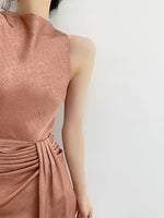 Load image into Gallery viewer, Textured Gathered Sheath Dress in Crimson