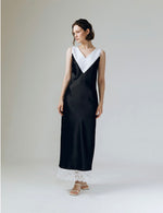 Load image into Gallery viewer, Grace Lace Silk Maxi Dress in Black