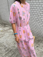 Load image into Gallery viewer, Floral Cutout Tie Back Dress in White-F